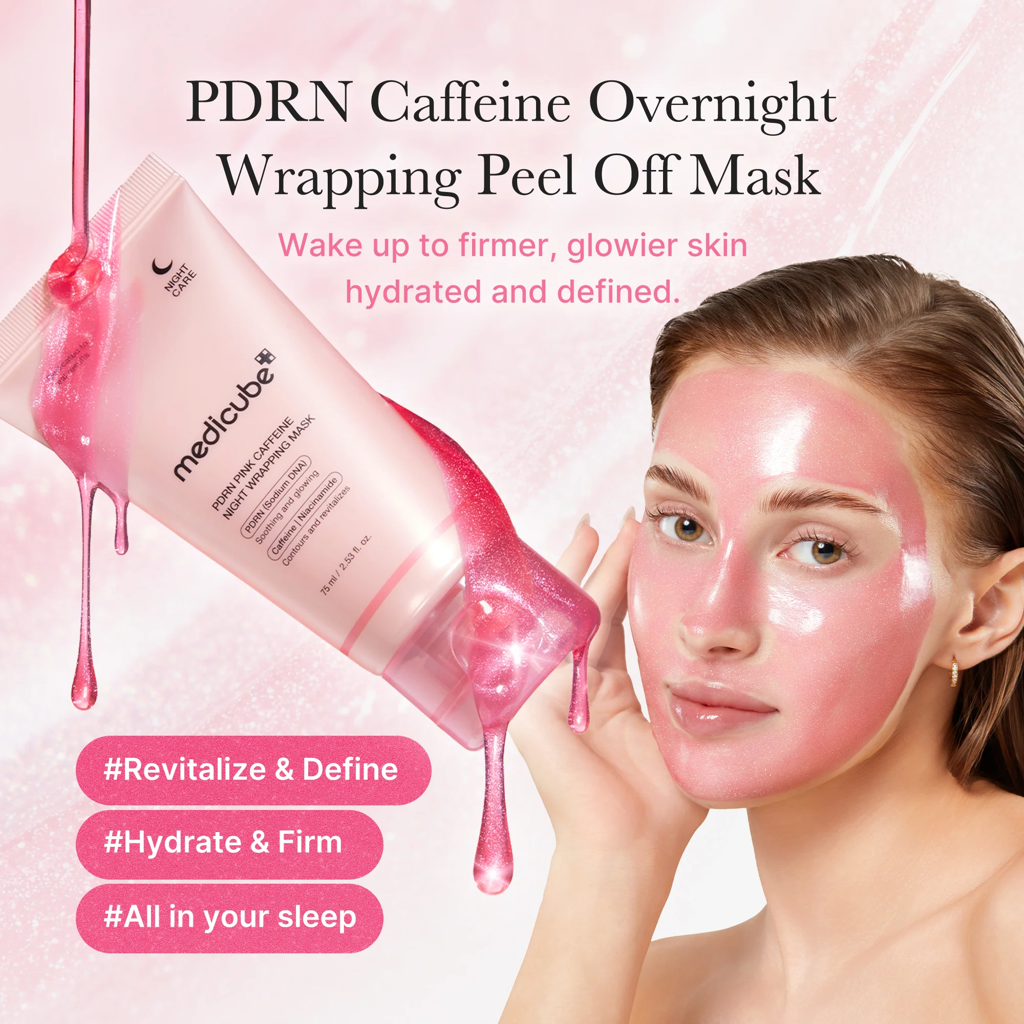 Medicube PDRN Pink Caffeine Overnight Wrapping Mask - 2 PACK (+GIFT) - Image 3